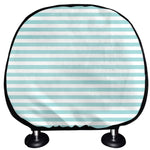 White And Cyan Striped Pattern Print Car Headrest Covers