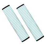 White And Cyan Striped Pattern Print Car Seat Belt Covers