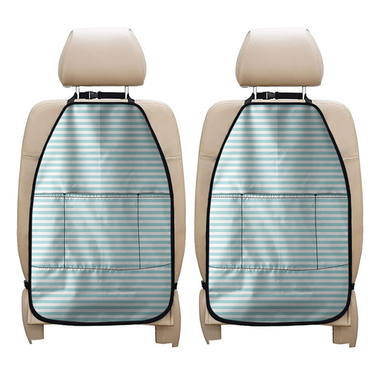 White And Cyan Striped Pattern Print Car Seat Organizers