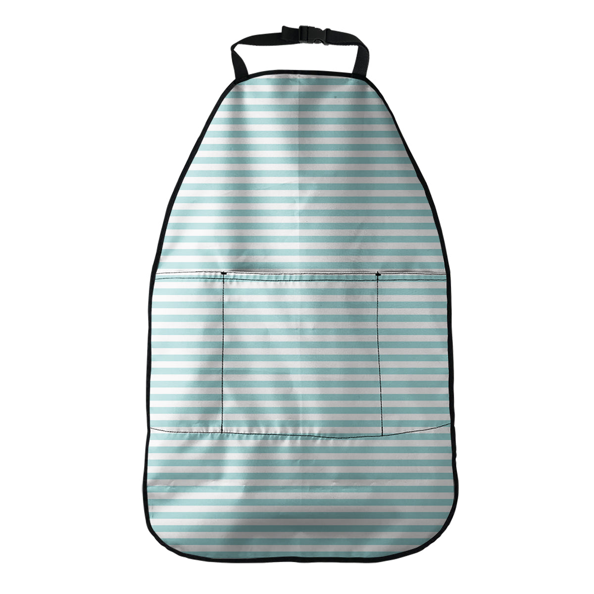 White And Cyan Striped Pattern Print Car Seat Organizers