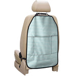 White And Cyan Striped Pattern Print Car Seat Organizers