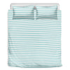 White And Cyan Striped Pattern Print Duvet Cover Bedding Set