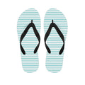 White And Cyan Striped Pattern Print Flip Flops