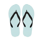 White And Cyan Striped Pattern Print Flip Flops