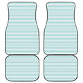 White And Cyan Striped Pattern Print Front and Back Car Floor Mats