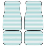 White And Cyan Striped Pattern Print Front and Back Car Floor Mats