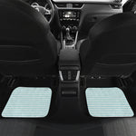 White And Cyan Striped Pattern Print Front and Back Car Floor Mats