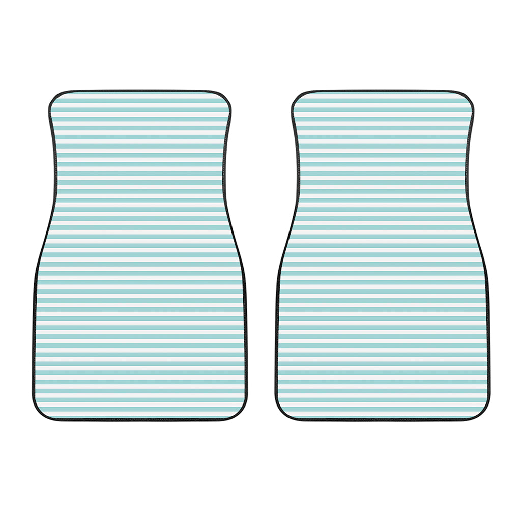 White And Cyan Striped Pattern Print Front Car Floor Mats