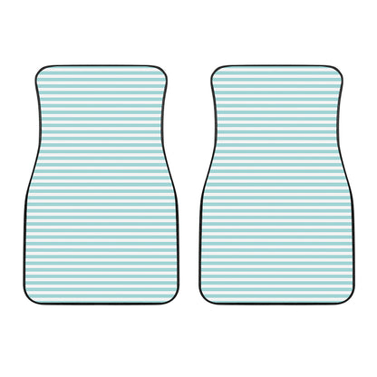 White And Cyan Striped Pattern Print Front Car Floor Mats