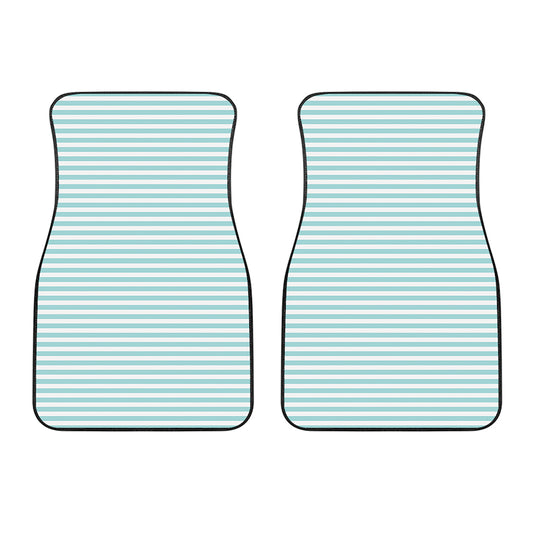White And Cyan Striped Pattern Print Front Car Floor Mats