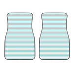 White And Cyan Striped Pattern Print Front Car Floor Mats