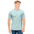 White And Cyan Striped Pattern Print Men's T-Shirt