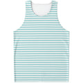White And Cyan Striped Pattern Print Men's Tank Top