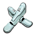 White And Cyan Striped Pattern Print Muay Thai Shin Guard