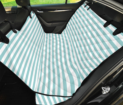 White And Cyan Striped Pattern Print Pet Car Back Seat Cover