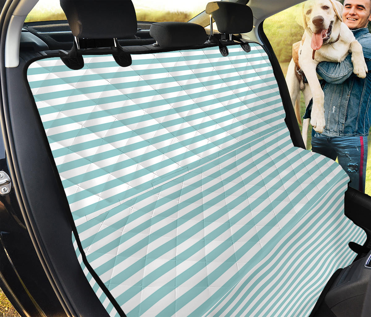 White And Cyan Striped Pattern Print Pet Car Back Seat Cover