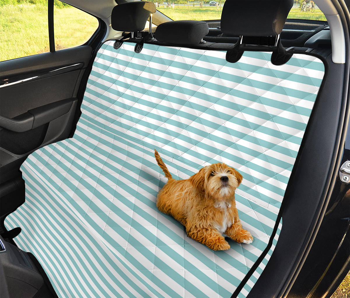 White And Cyan Striped Pattern Print Pet Car Back Seat Cover