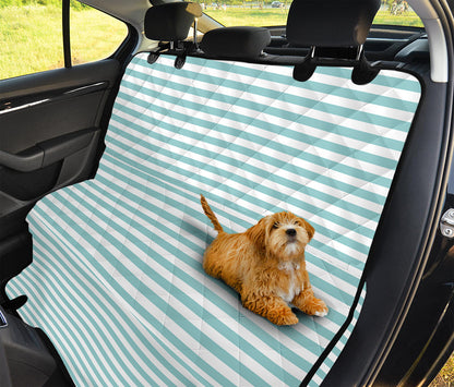 White And Cyan Striped Pattern Print Pet Car Back Seat Cover