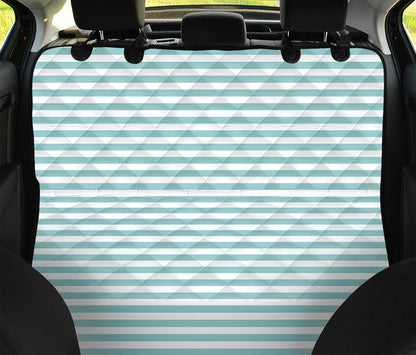 White And Cyan Striped Pattern Print Pet Car Back Seat Cover