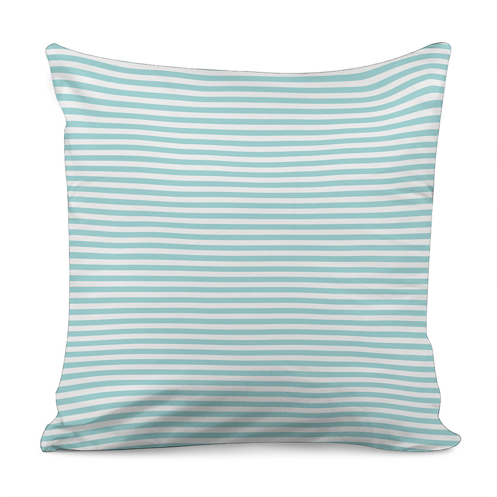 White And Cyan Striped Pattern Print Pillow Cover