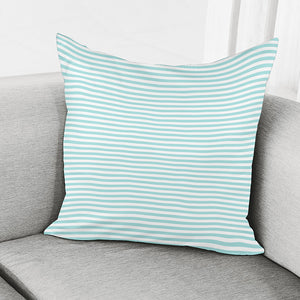 White And Cyan Striped Pattern Print Pillow Cover