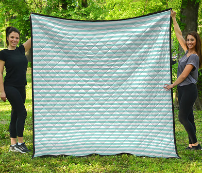 White And Cyan Striped Pattern Print Quilt