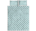 White And Cyan Striped Pattern Print Quilt Bed Set