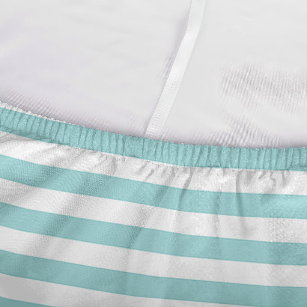 White And Cyan Striped Pattern Print Sofa Cover