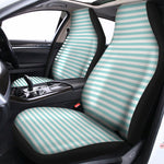 White And Cyan Striped Pattern Print Universal Fit Car Seat Covers