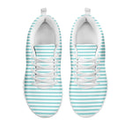 White And Cyan Striped Pattern Print White Sneakers