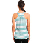 White And Cyan Striped Pattern Print Women's Racerback Tank Top