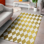 White And Gold Harlequin Pattern Print Area Rug