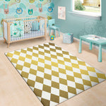 White And Gold Harlequin Pattern Print Area Rug