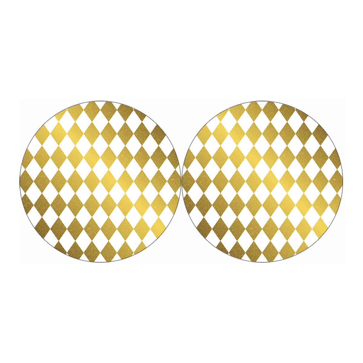 White And Gold Harlequin Pattern Print Car Coasters