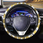 White And Gold Harlequin Pattern Print Car Steering Wheel Cover