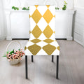 White And Gold Harlequin Pattern Print Dining Chair Slipcover