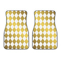 White And Gold Harlequin Pattern Print Front Car Floor Mats
