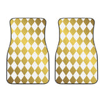 White And Gold Harlequin Pattern Print Front Car Floor Mats