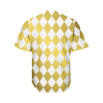 White And Gold Harlequin Pattern Print Men's Baseball Jersey