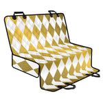 White And Gold Harlequin Pattern Print Pet Car Back Seat Cover