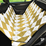 White And Gold Harlequin Pattern Print Pet Car Back Seat Cover