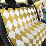 White And Gold Harlequin Pattern Print Pet Car Back Seat Cover