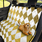 White And Gold Harlequin Pattern Print Pet Car Back Seat Cover