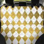 White And Gold Harlequin Pattern Print Pet Car Back Seat Cover