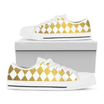 White And Gold Harlequin Pattern Print White Low Top Shoes
