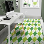 White And Green Argyle Pattern Print Area Rug