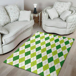 White And Green Argyle Pattern Print Area Rug