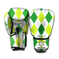 White And Green Argyle Pattern Print Boxing Gloves
