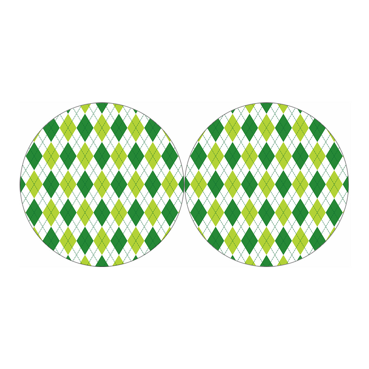 White And Green Argyle Pattern Print Car Coasters
