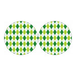 White And Green Argyle Pattern Print Car Coasters